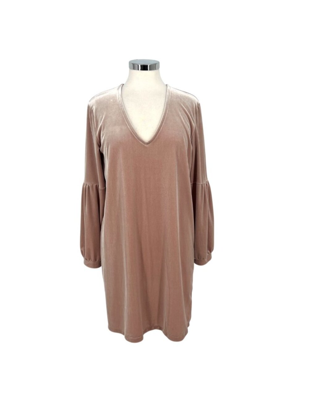 Madewell Velvet Balloon Sleeve Dress Romantic Boho Blush Mauve Size Medium